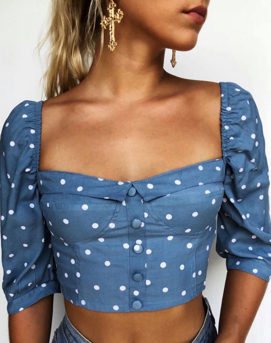 Immagine di Flory Crop Top in Skater Polka Blu