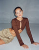 immagine di Zen Long Sleeve Cut Out Top in cioccolato