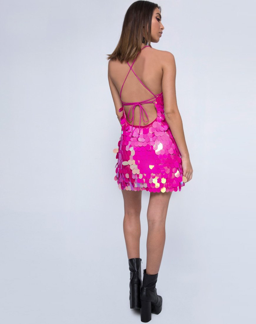Abito Shine in paillettes a strappo Fuschia Shine