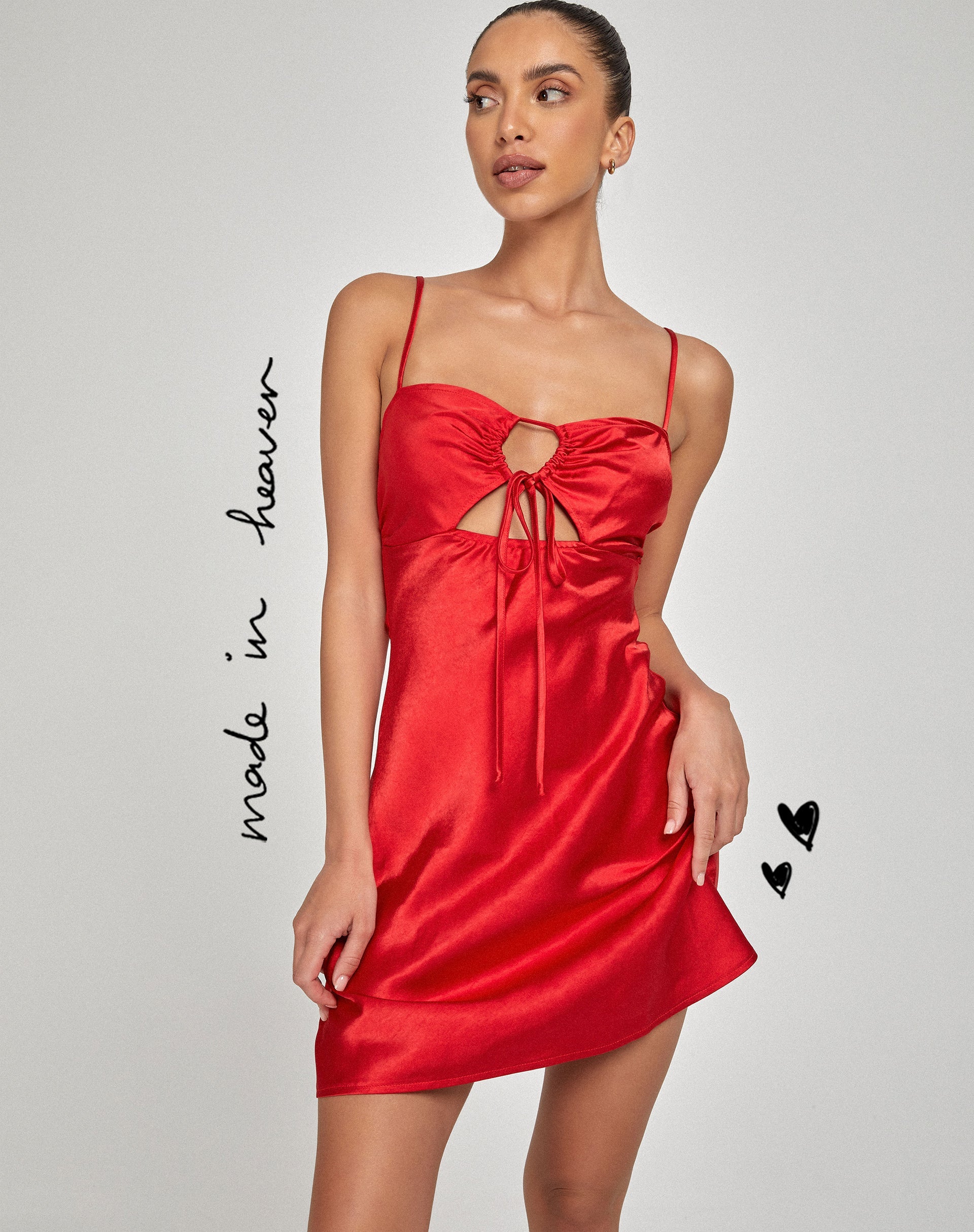 Rinti Slip Dress in raso rosso