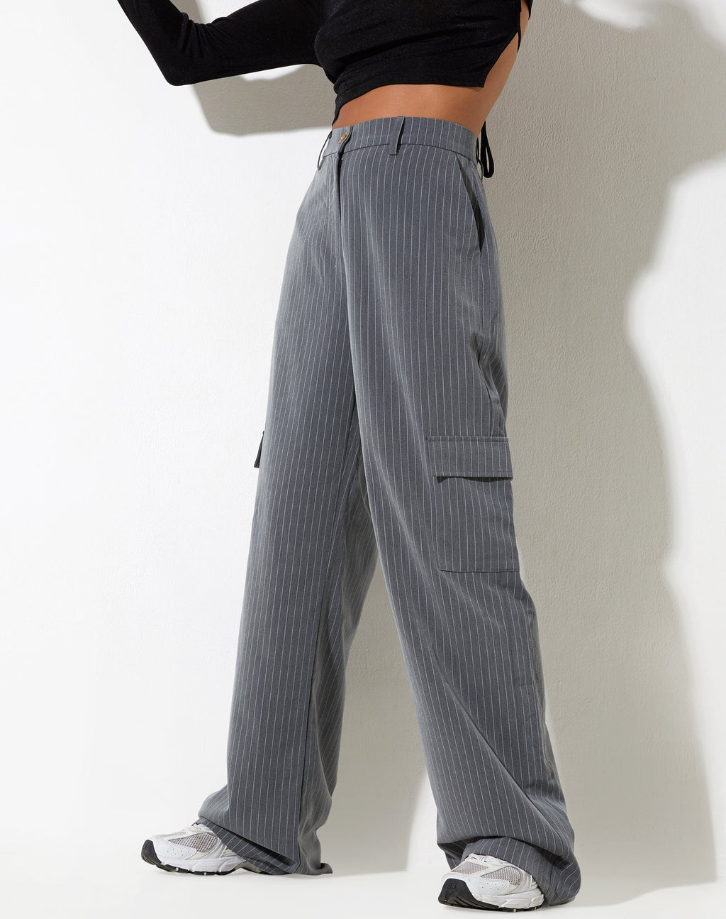 Pantaloni cargo Abba in grigio gessato