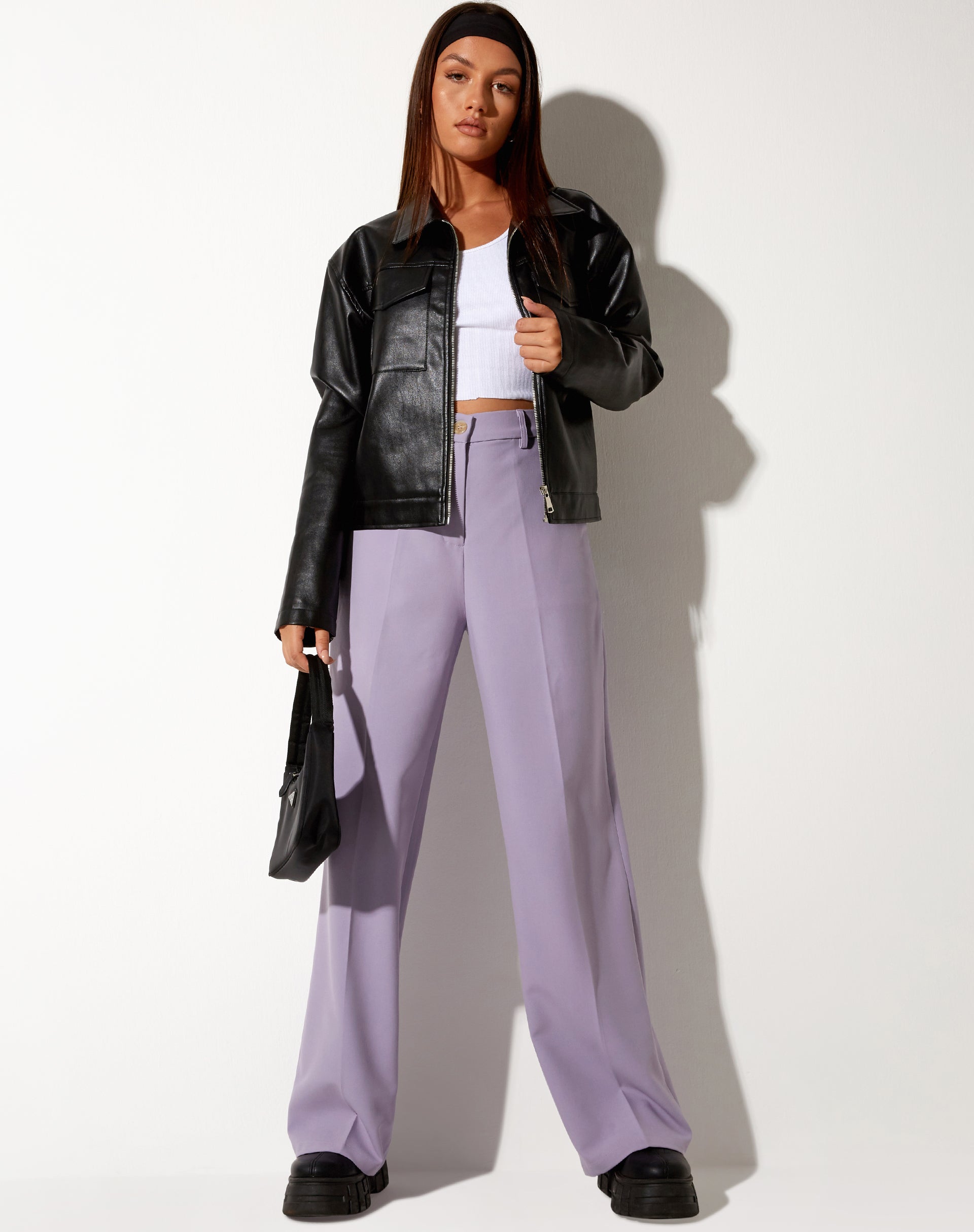Immagine di Abba Pantaloni a gamba dritta in viola sartoriale