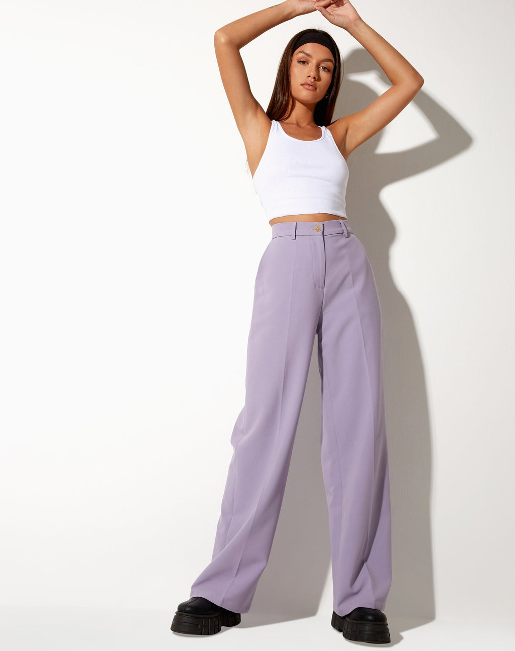Pantaloni Abba a gamba dritta in viola sartoriale