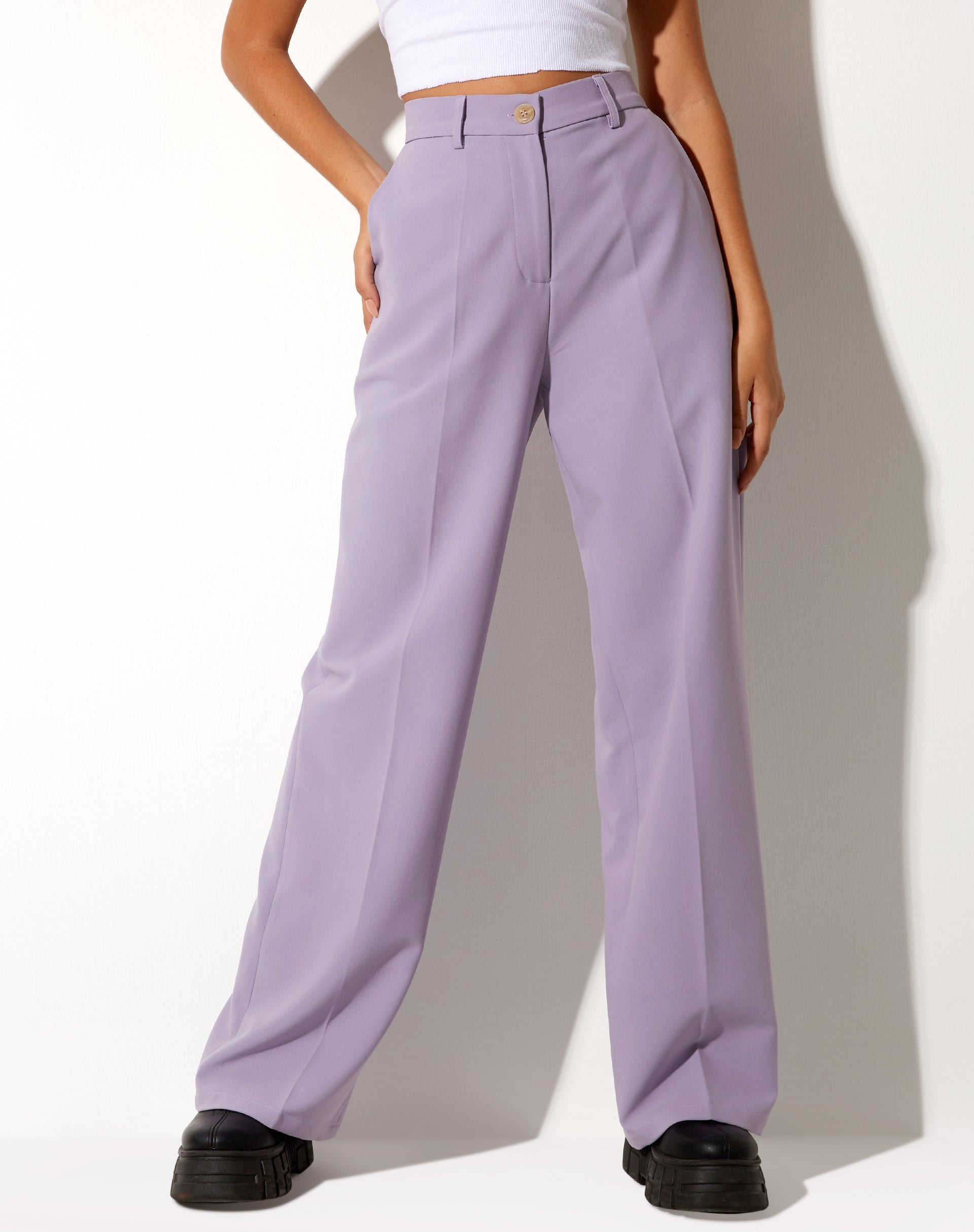 Immagine di Abba Pantaloni a gamba dritta in viola sartoriale