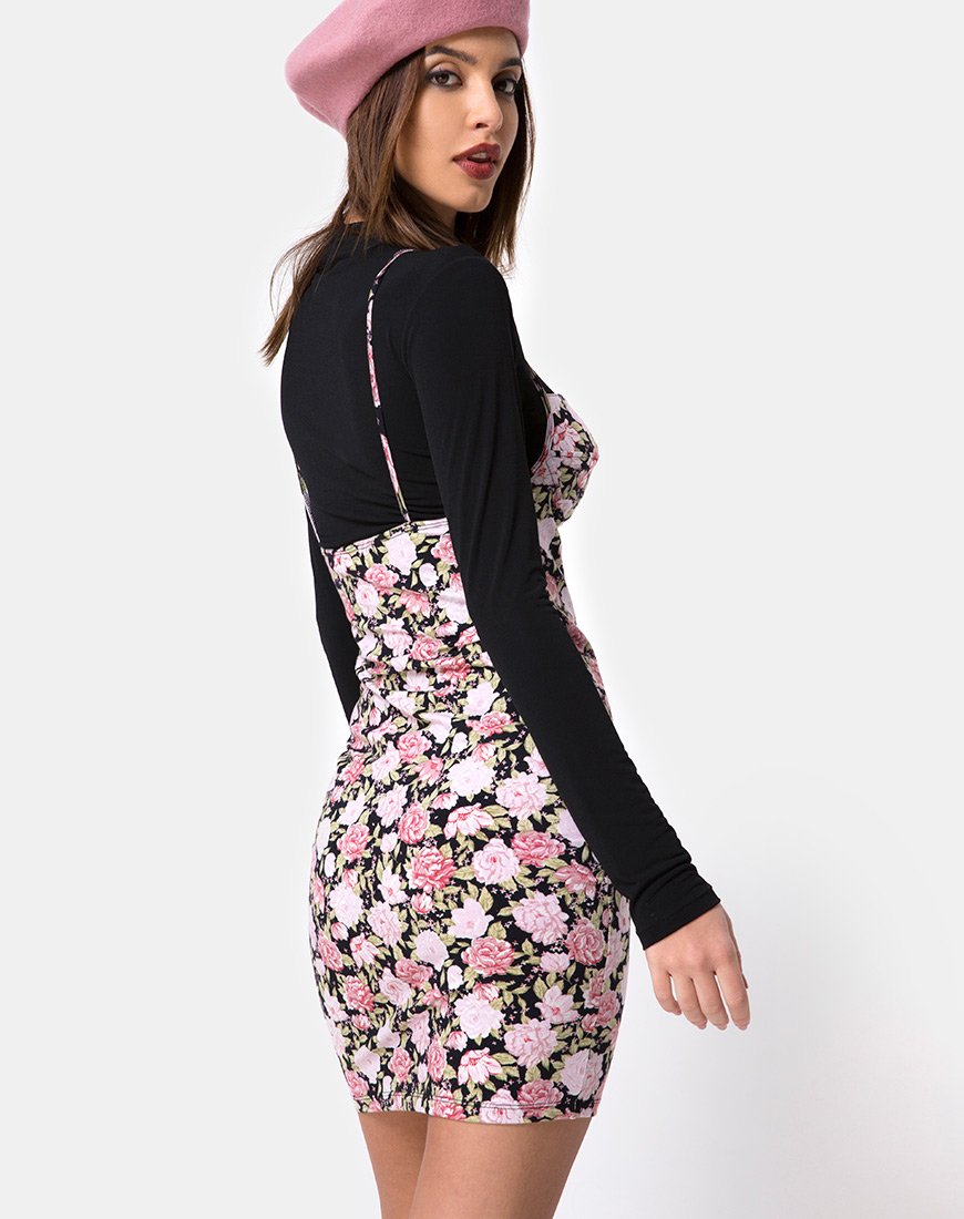 Immagine di Alvina Bodycon Dress in Bloom Floral Black Base
