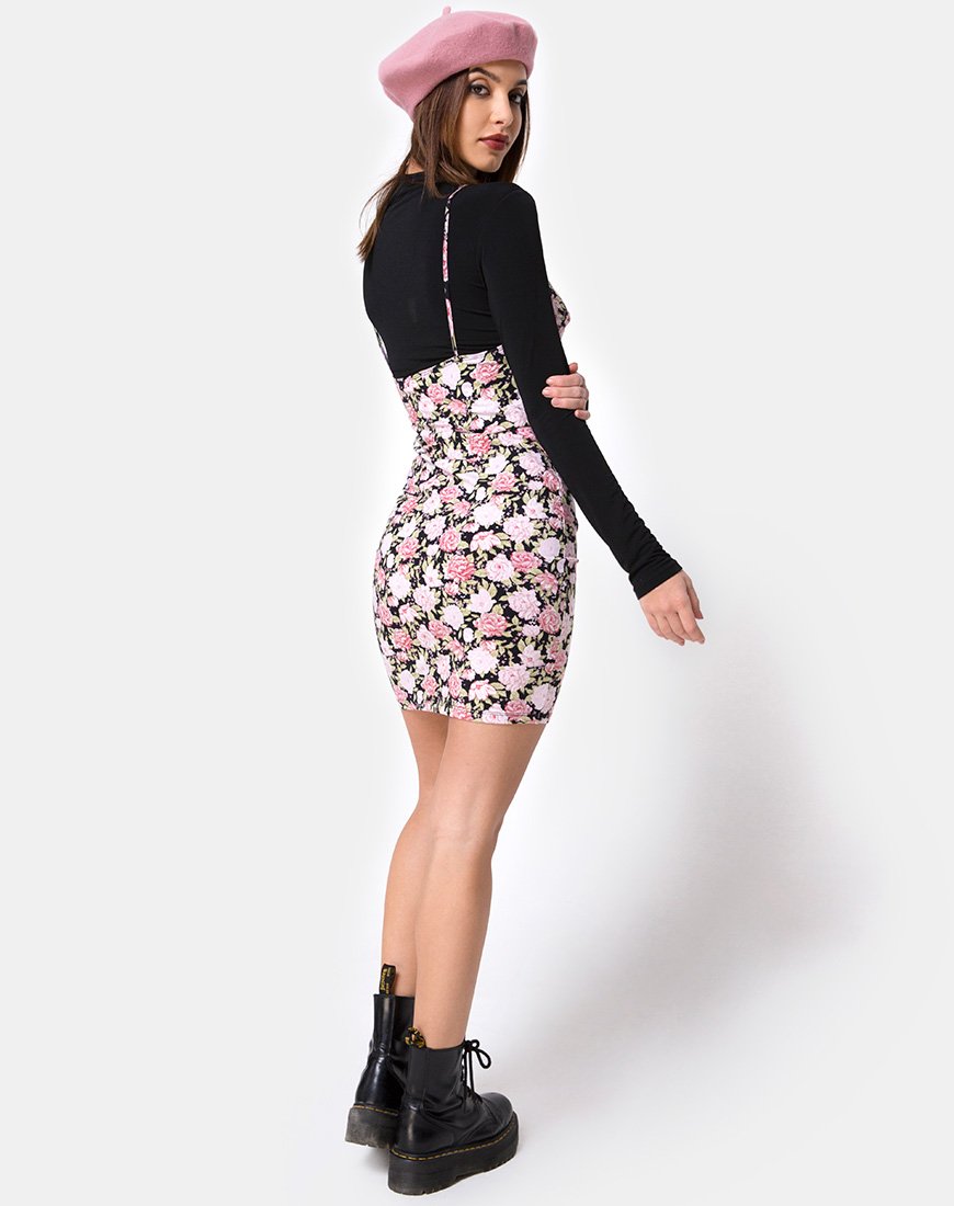Immagine di Alvina Bodycon Dress in Bloom Floral Black Base