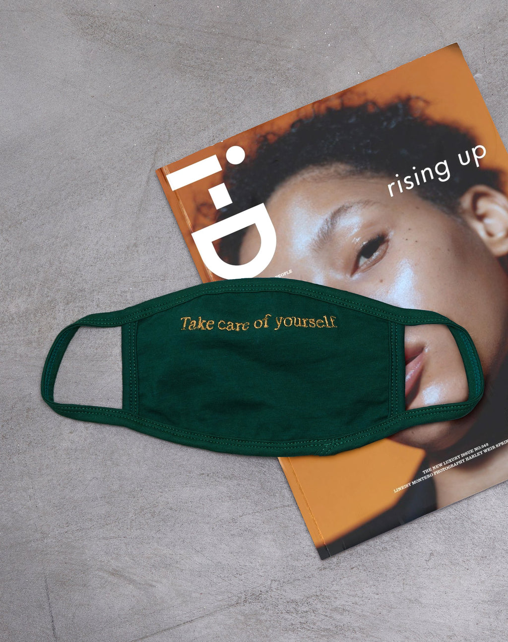 Maschera per il viso in verde bottiglia "Take Care Of Yourself" Embro