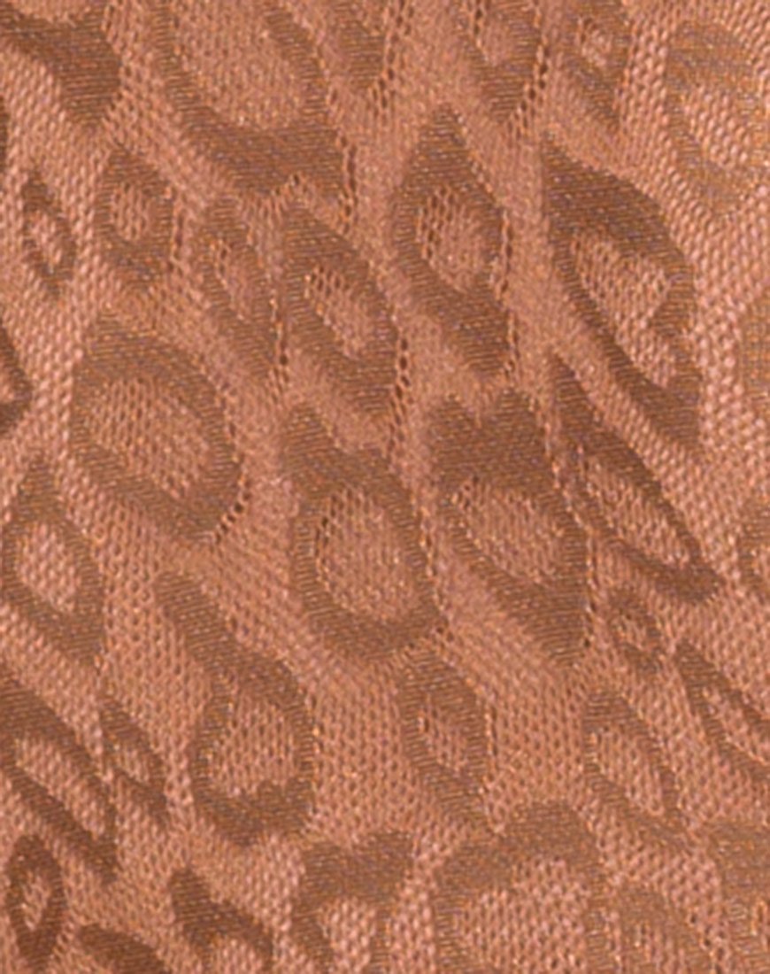 Immagine di Acro Unitard in rete leopardata Caramel