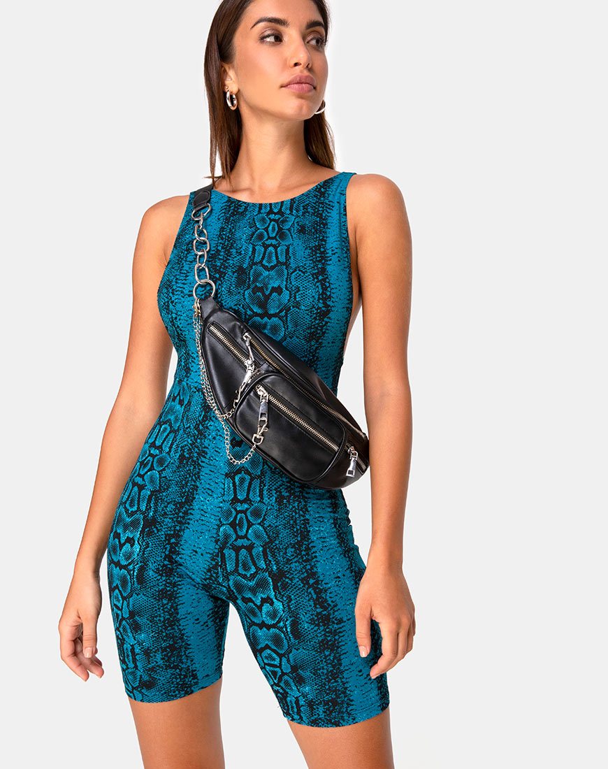 Unitard Acro in blu serpente