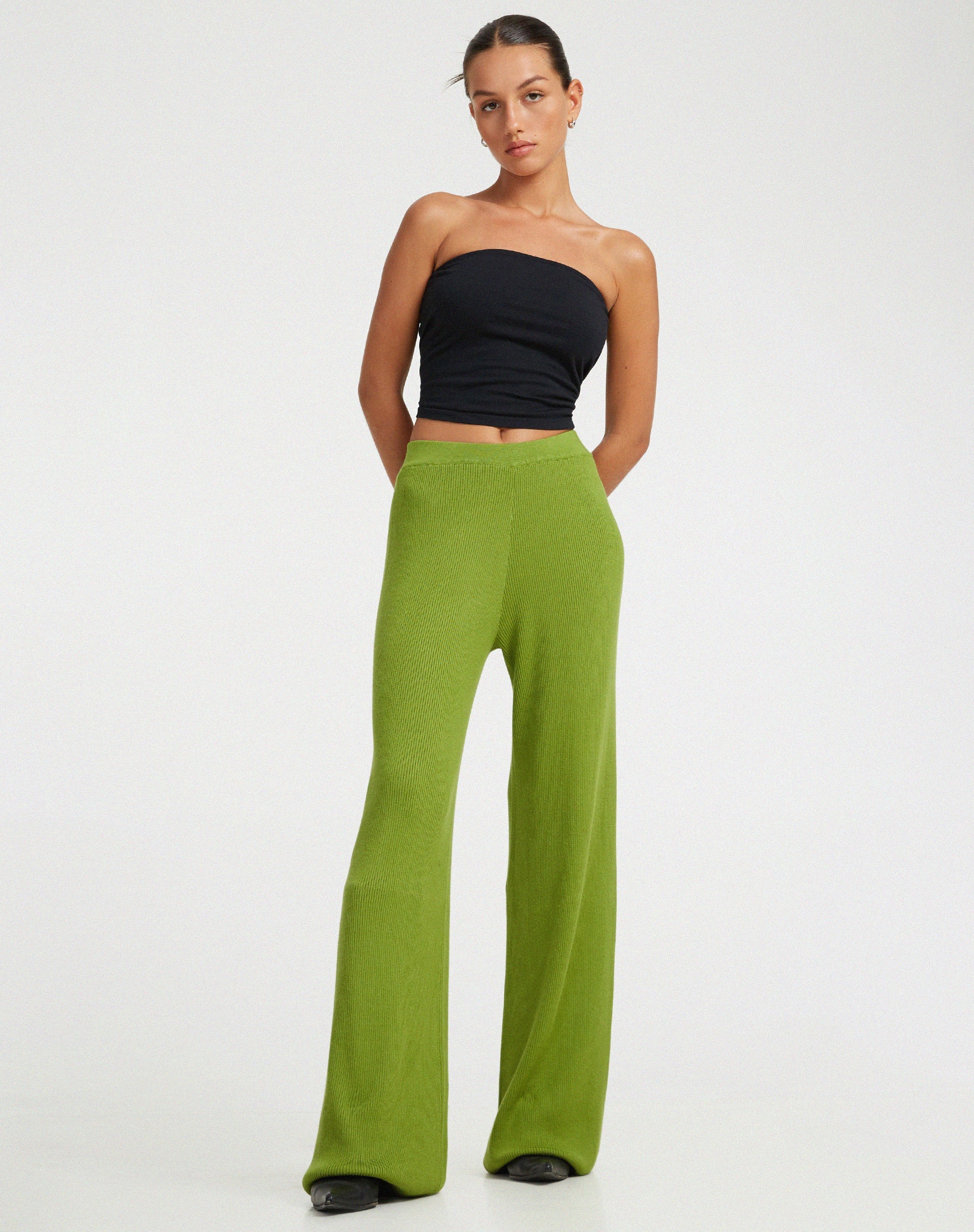 immagine di Pantalone a gamba svasata Adolia in Golden Lime