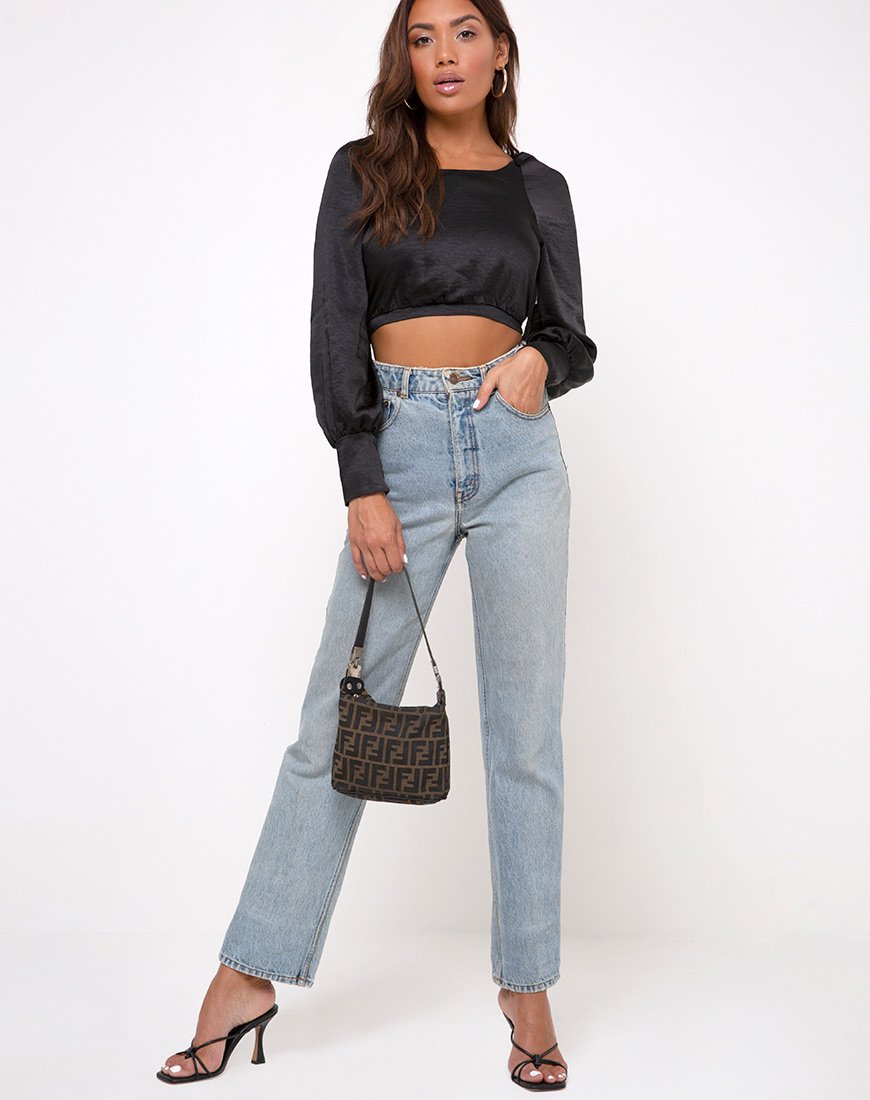 Immagine di Adoria Crop Top in satin nero