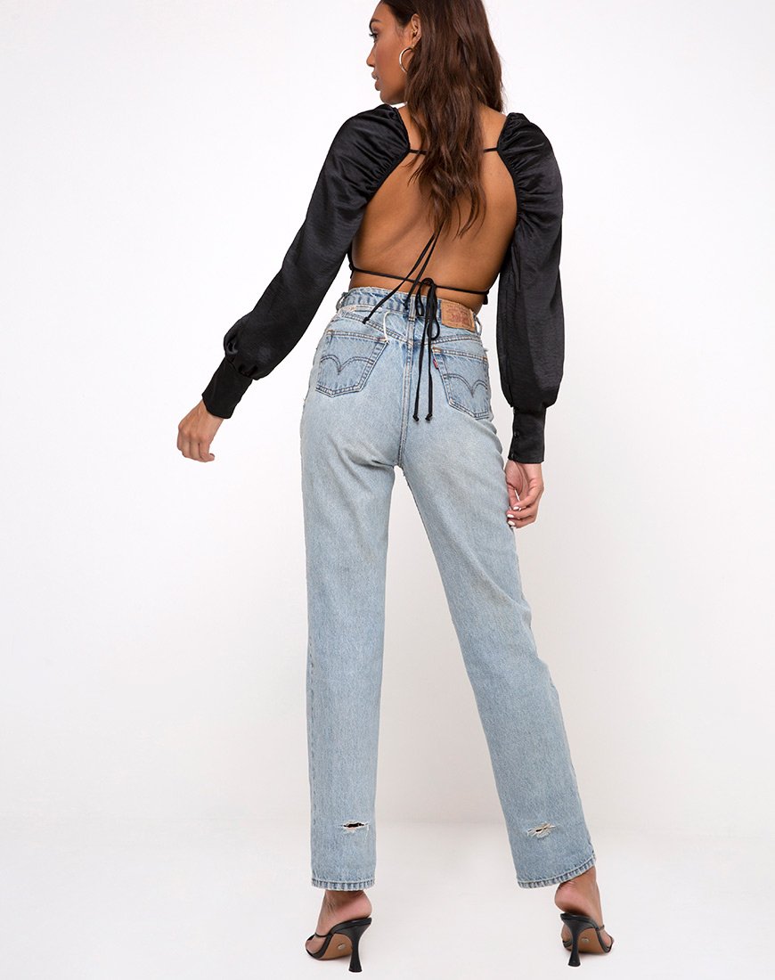 Immagine di Adoria Crop Top in satin nero