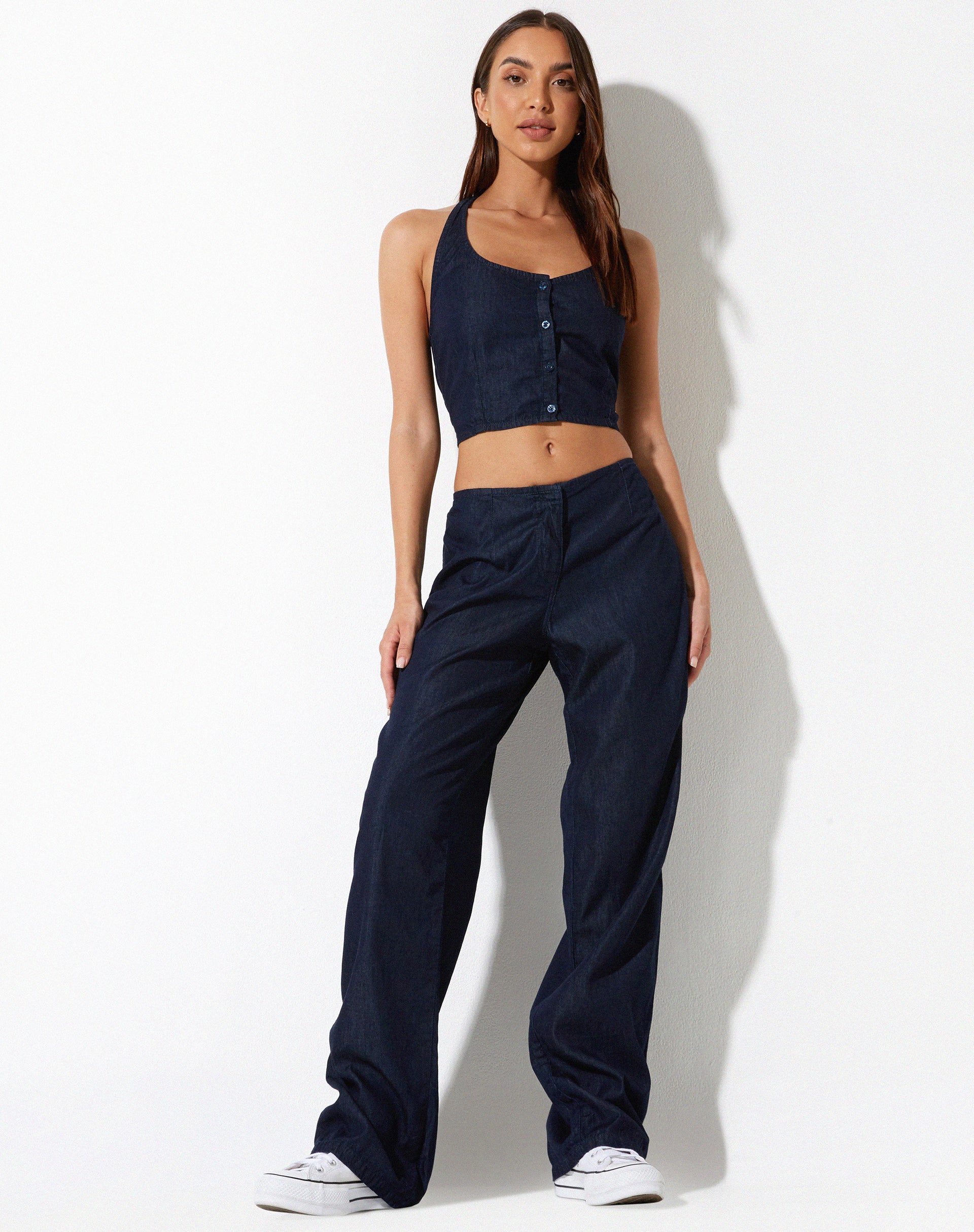 immagine di Aegir Crop Top in Denim Blue Chambray