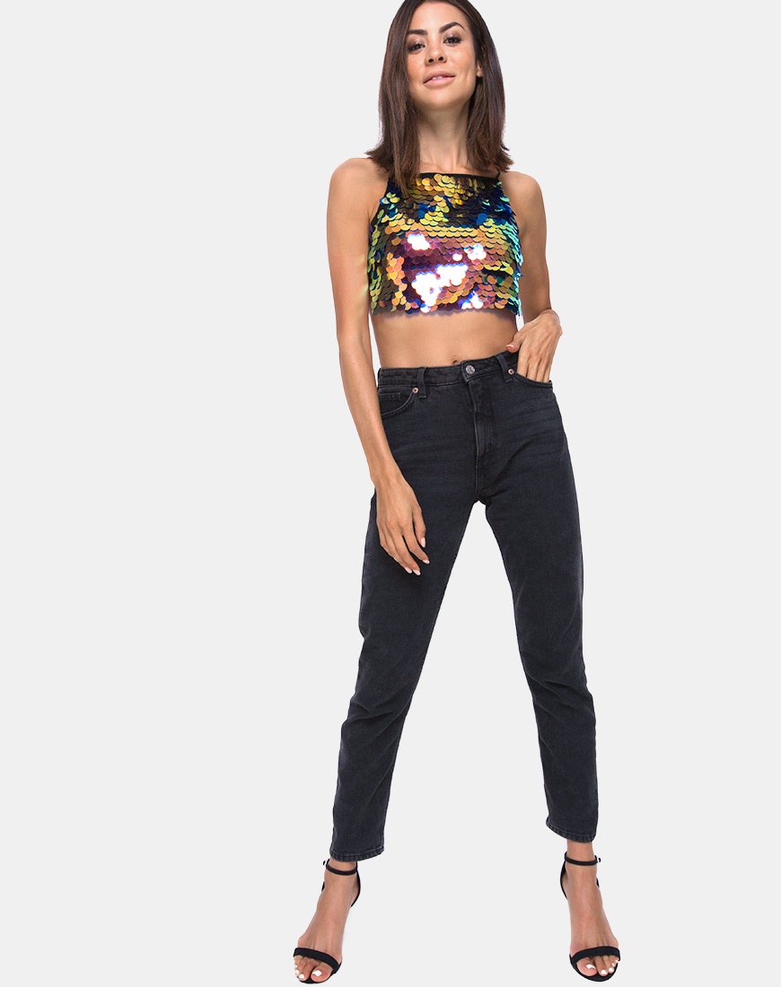Immagine di Ahena Crop Top in paillettes Dragon Fruit