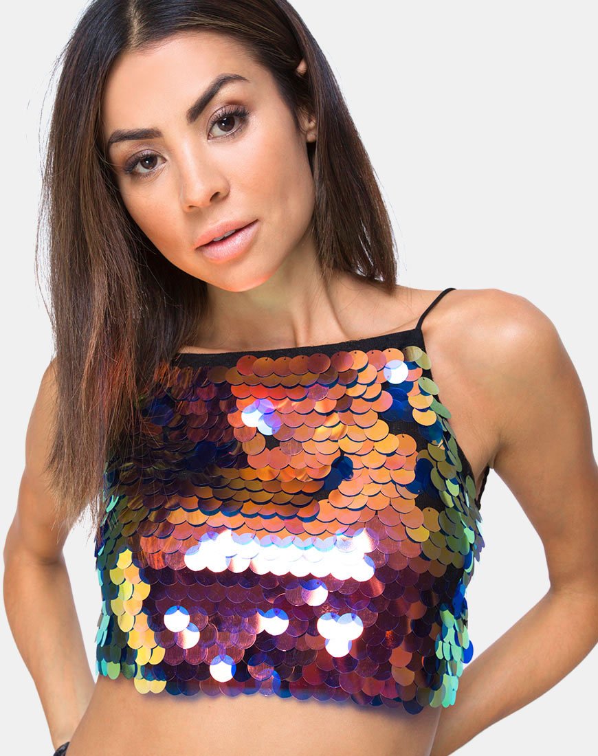 Immagine di Ahena Crop Top in paillettes Dragon Fruit