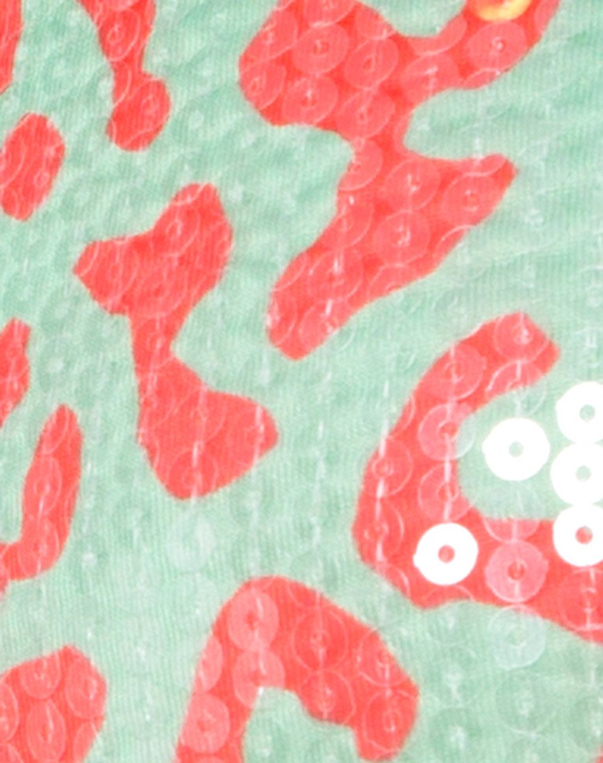 Immagine di Ahena Crop Top in leopardo fluo con paillettes trasparenti