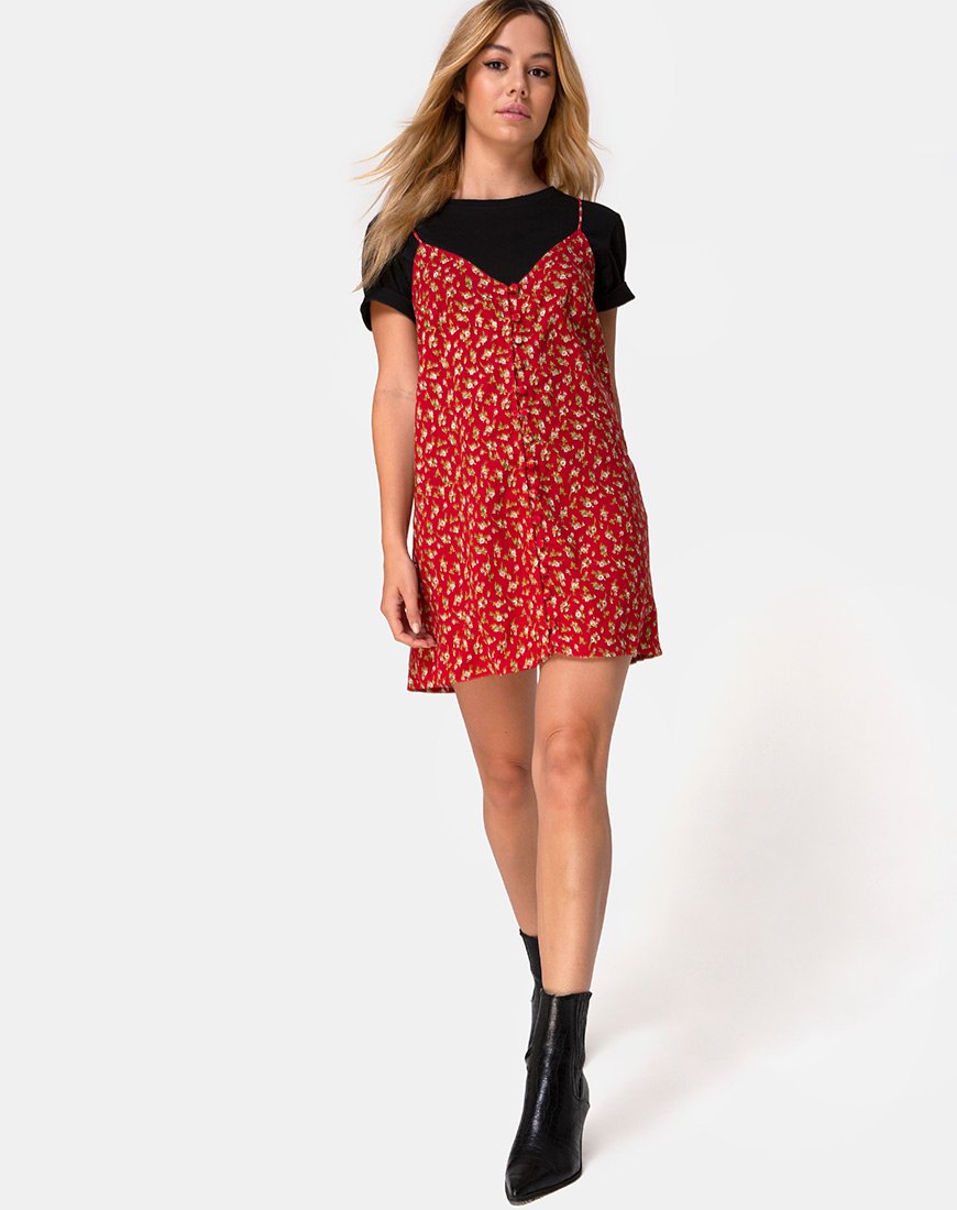 Immagine del vestito Akina in rosso floreale Falling For You