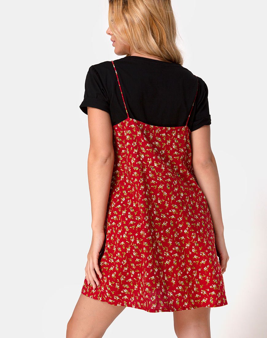 Vestito Akina in rosso floreale Falling For You