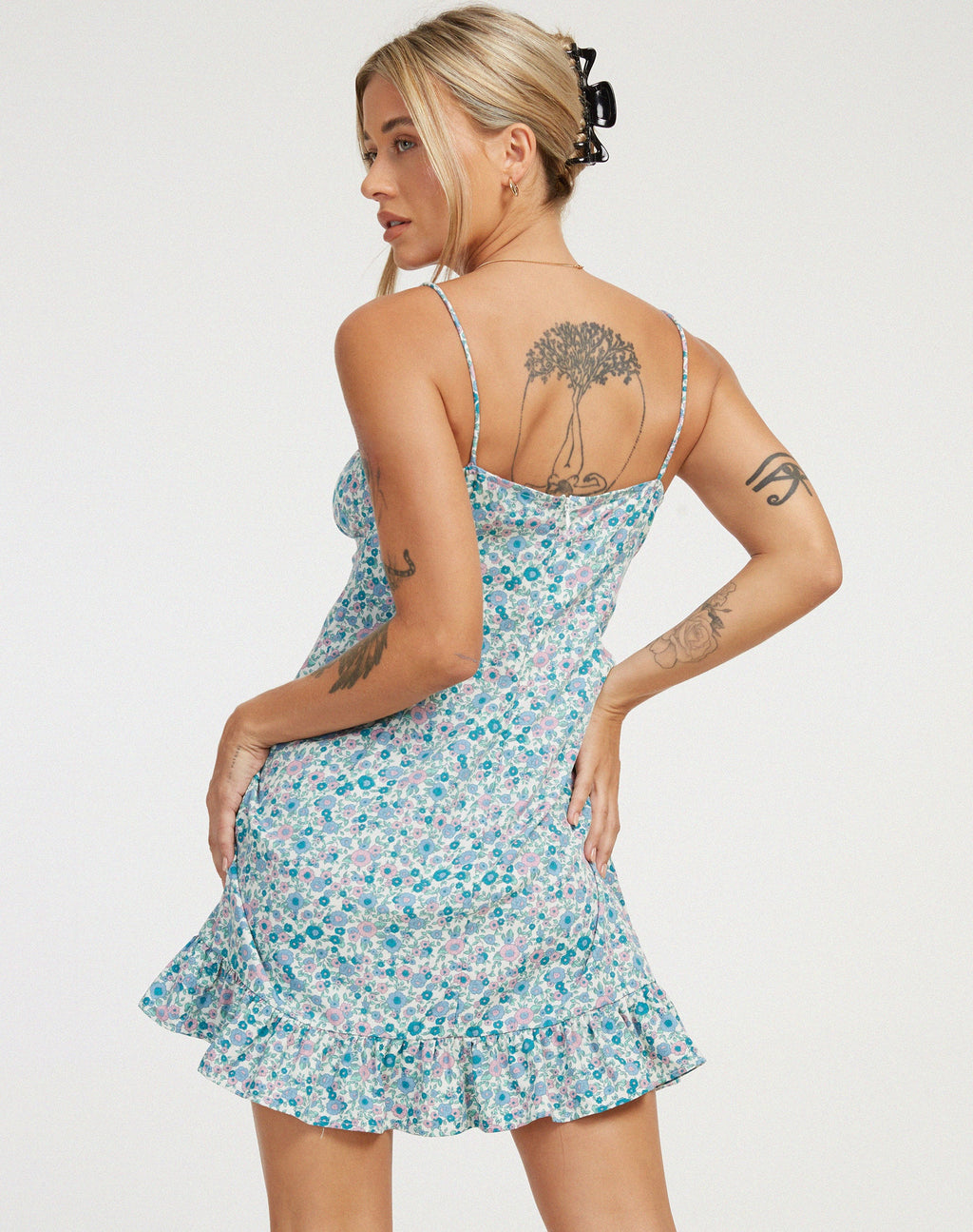 Mini abito Alaca in Flower Power Blue