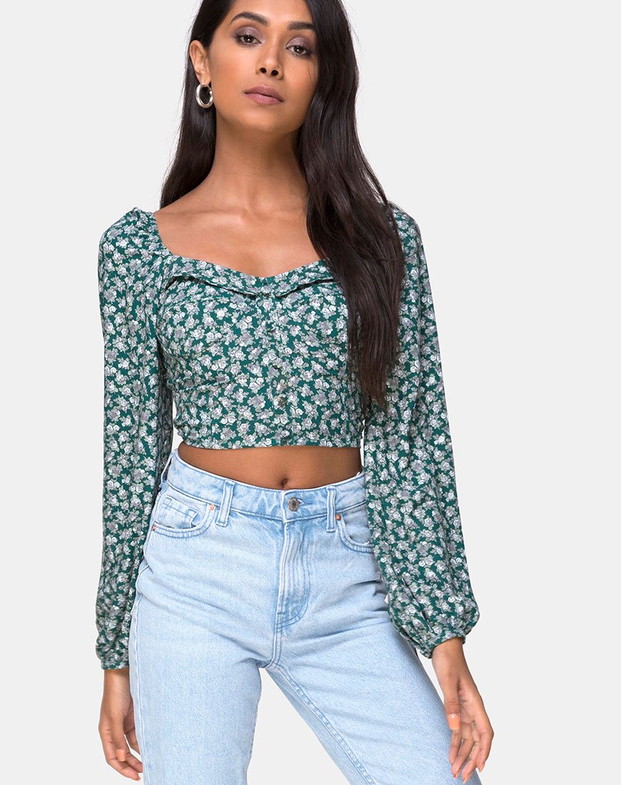 Top Alor in fiore verde