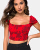 Immagine di Alya Crop Top in tonalità floreale rossa