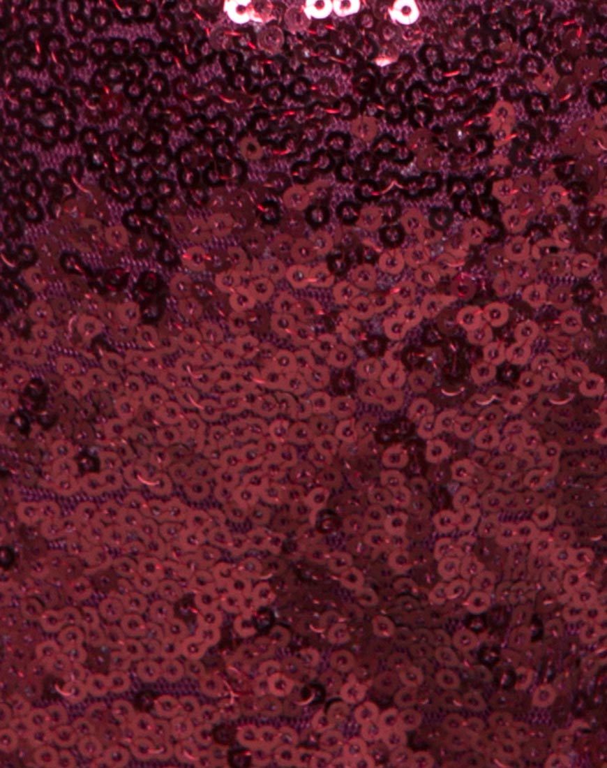 Immagine di Amber, tuta a gamba larga in mini paillettes borgogna