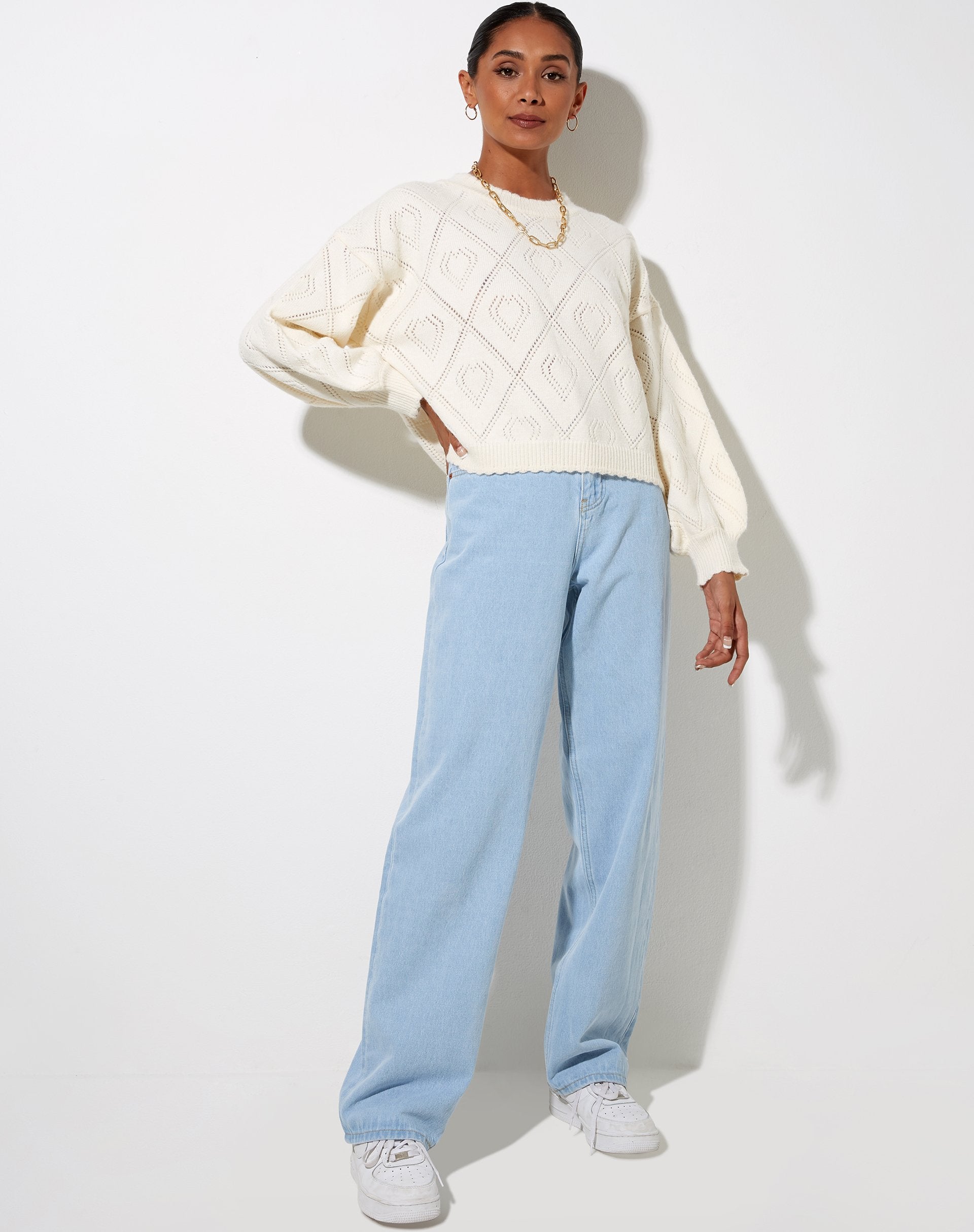Immagine di Ammar Jumper in crema con diamante e cuore