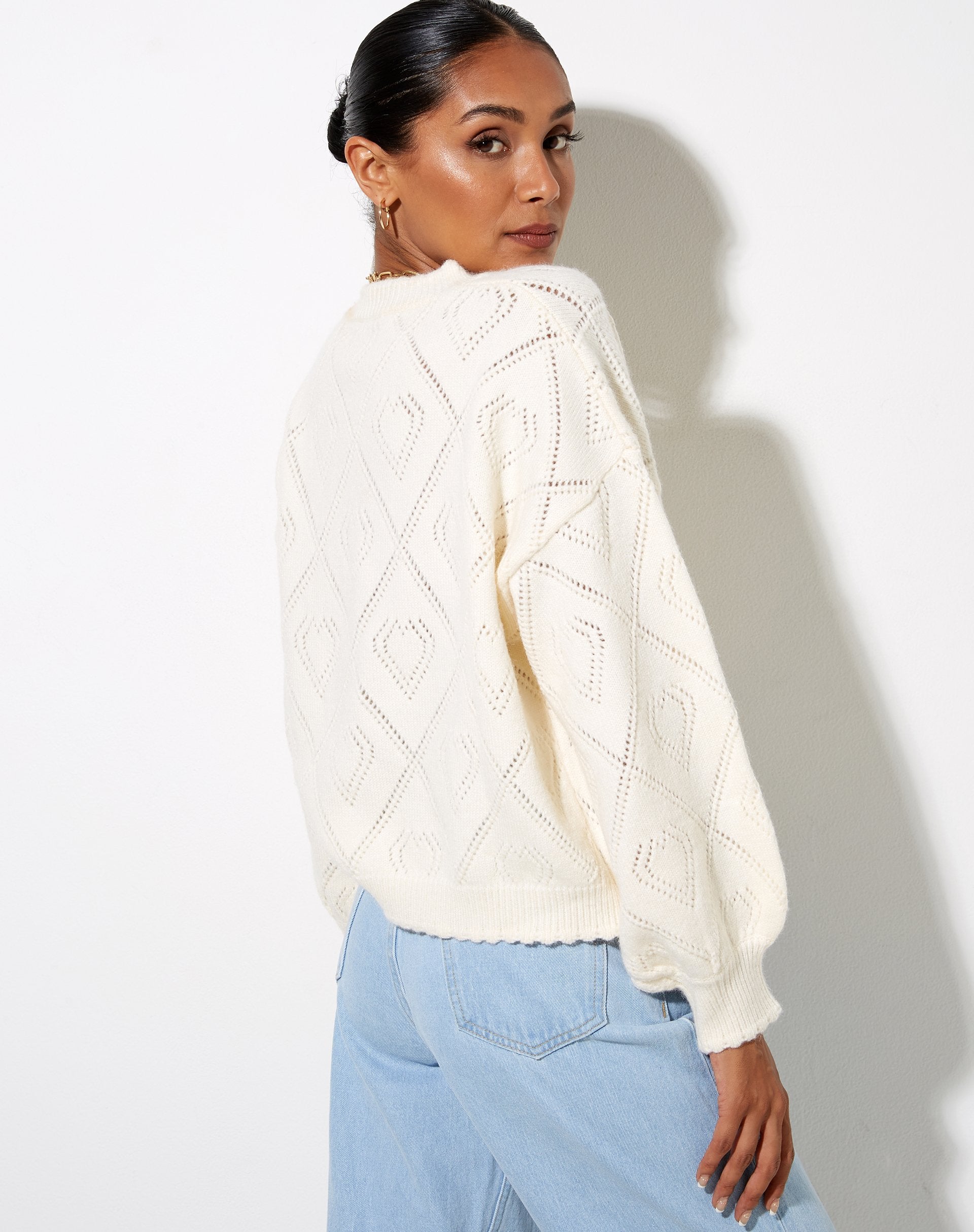Immagine di Ammar Jumper in crema con diamante e cuore