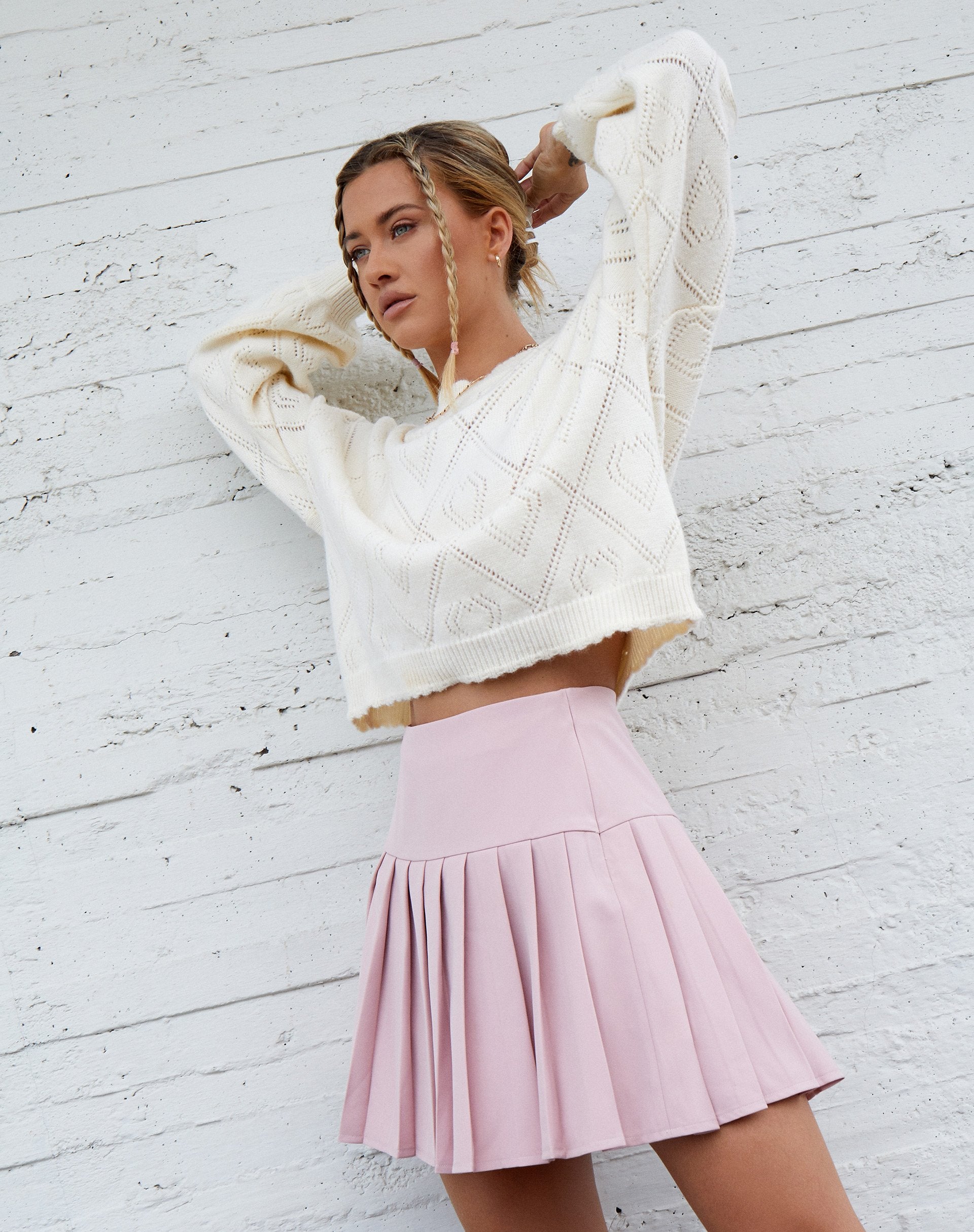 Immagine di Cason Gonna a pieghe in rosa tenue