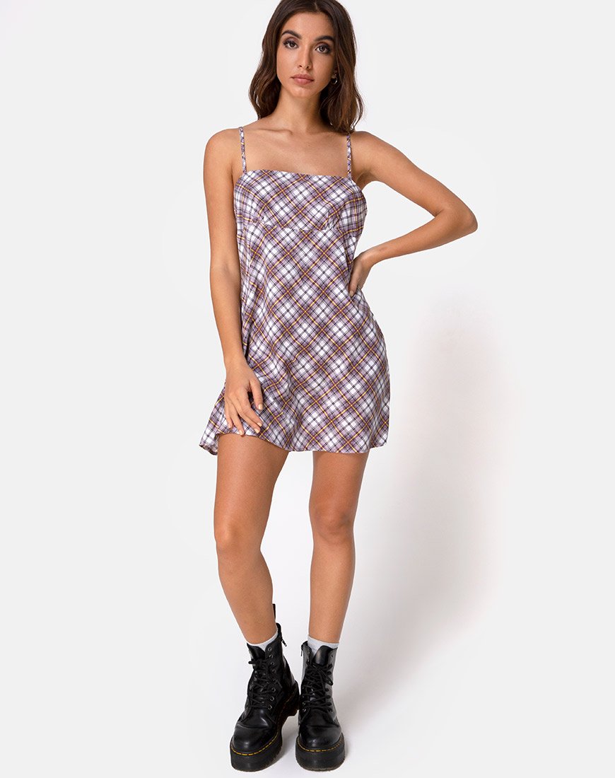 Immagine di Andin Slip Dress in Grunge Check Purple