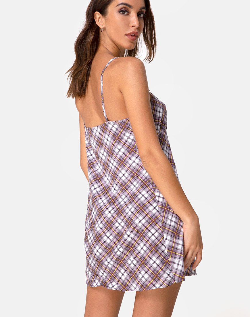 Immagine di Andin Slip Dress in Grunge Check Purple