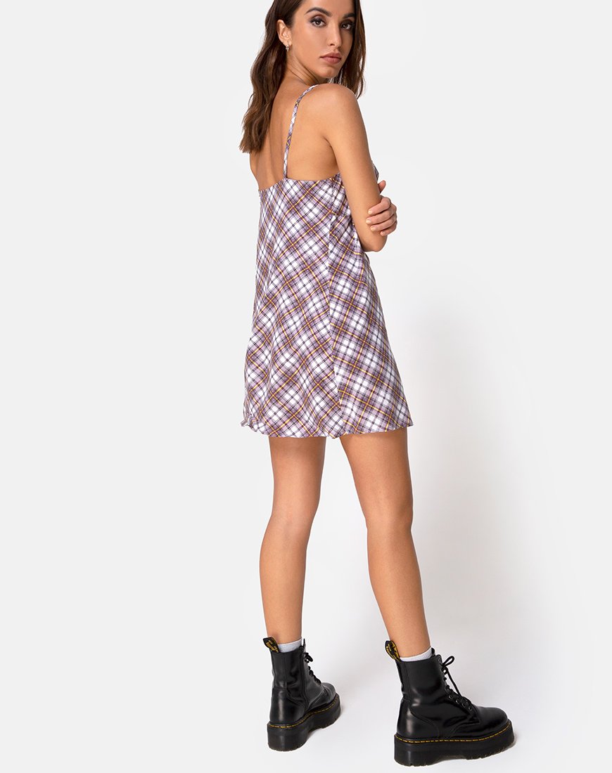 Immagine di Andin Slip Dress in Grunge Check Purple