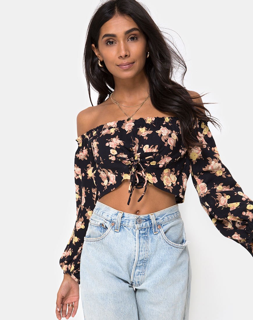 Aneca - Top off the shoulder in rosa antico nero