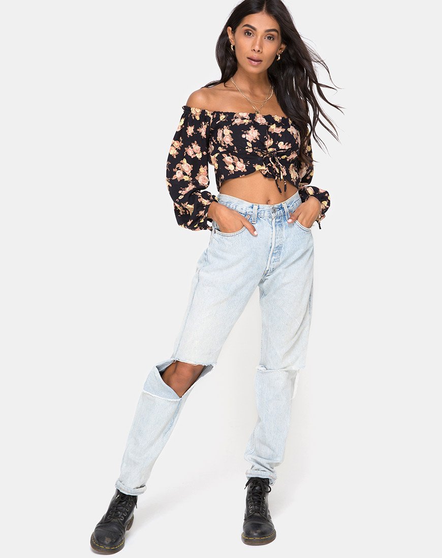 Immagine di Aneca Off The Shoulder Top in Rosa Antica Nero