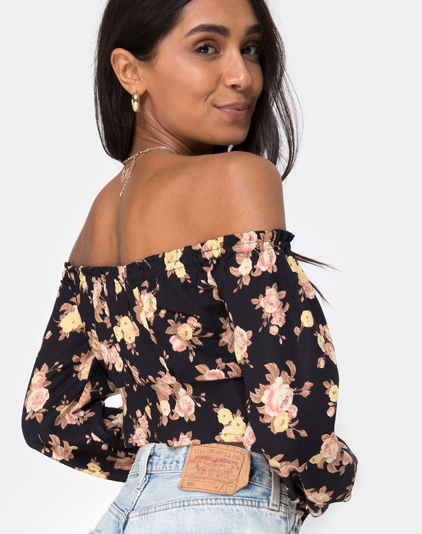 Aneca - Top off the shoulder in rosa antico nero