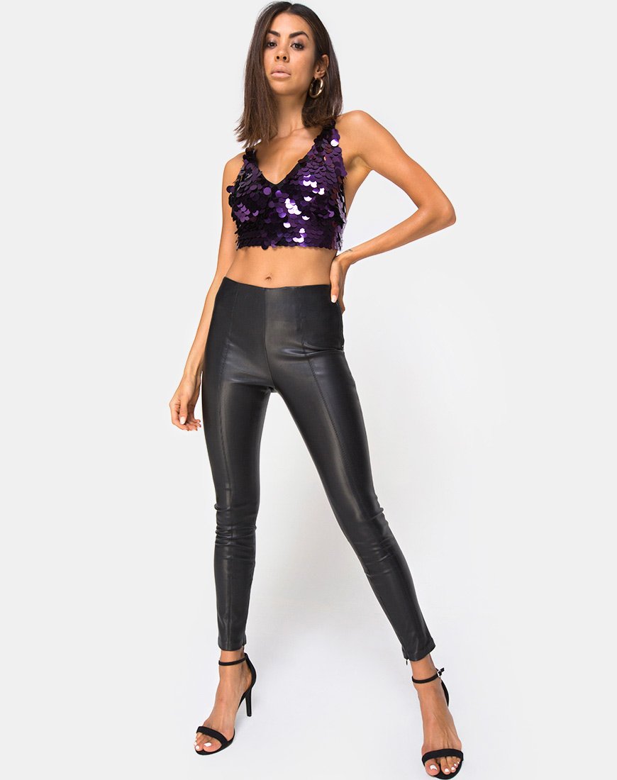 Immagine di Angel Crop Top in Prugna Disc Sequin