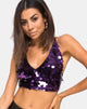 Immagine di Angel Crop Top in Prugna Disc Sequin