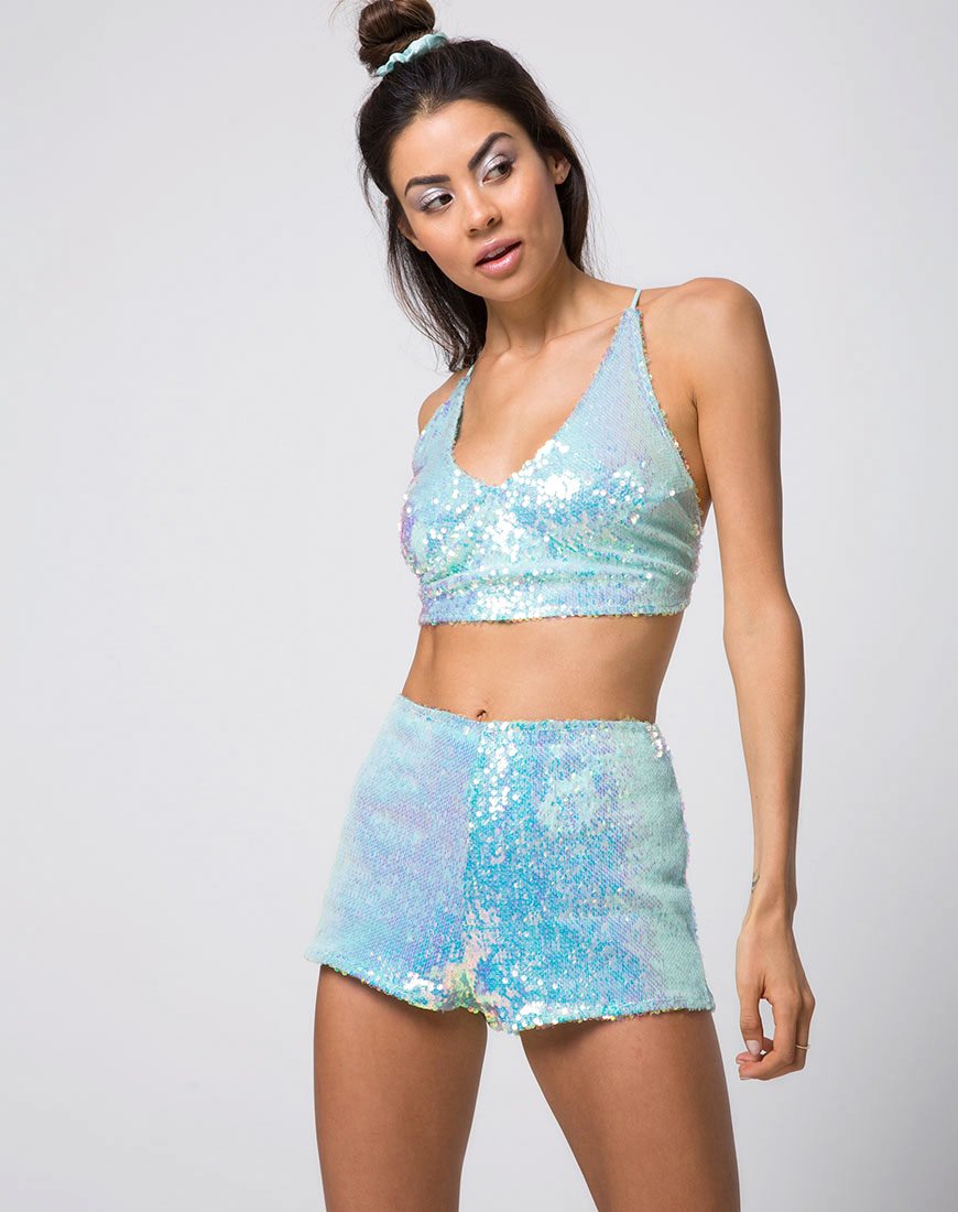 Immagine di Angel Crop Top in Fishcale Sequin Candy Unicorn