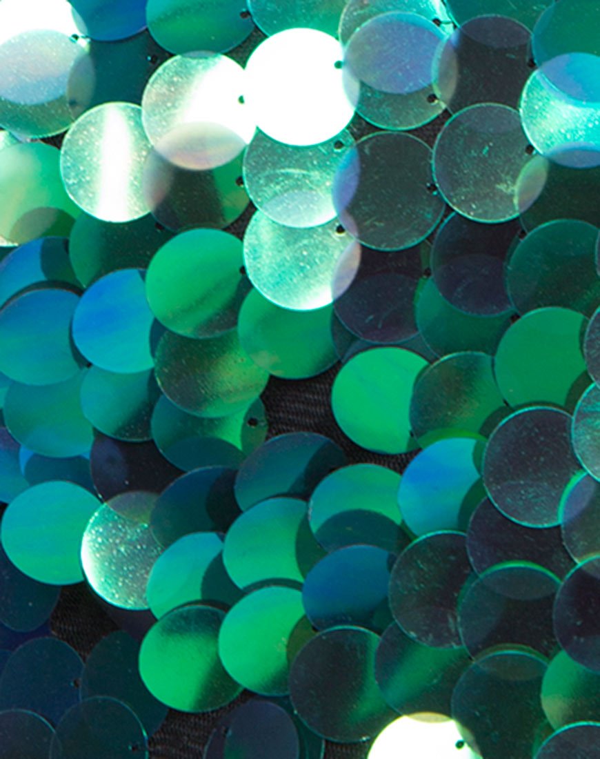 Immagine di Angel Crop Top in scaglie di pesce con paillettes Aqua Iridescente