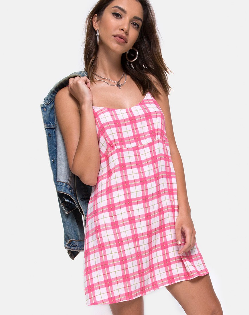 Anoma Slip Dress in rosa Picnic Check