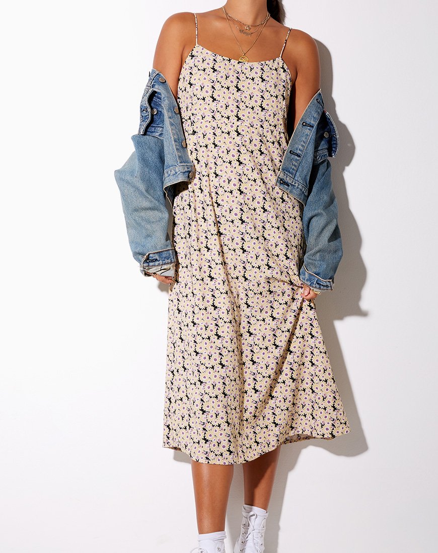 Abito Anya Midi in Daisy Day Cream
