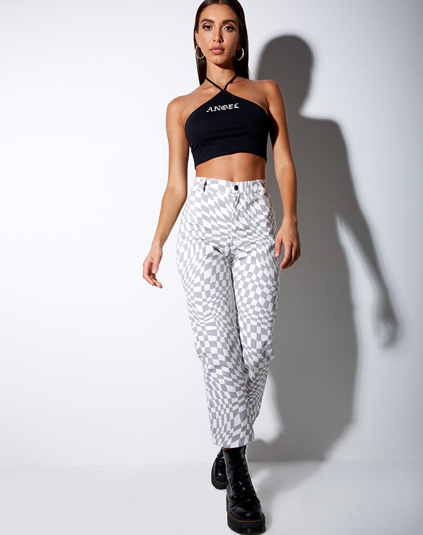 Immagine di April Crop Top in nero Angel in bianco