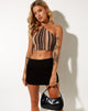 Immagine di April Crop Top a righe miste marrone