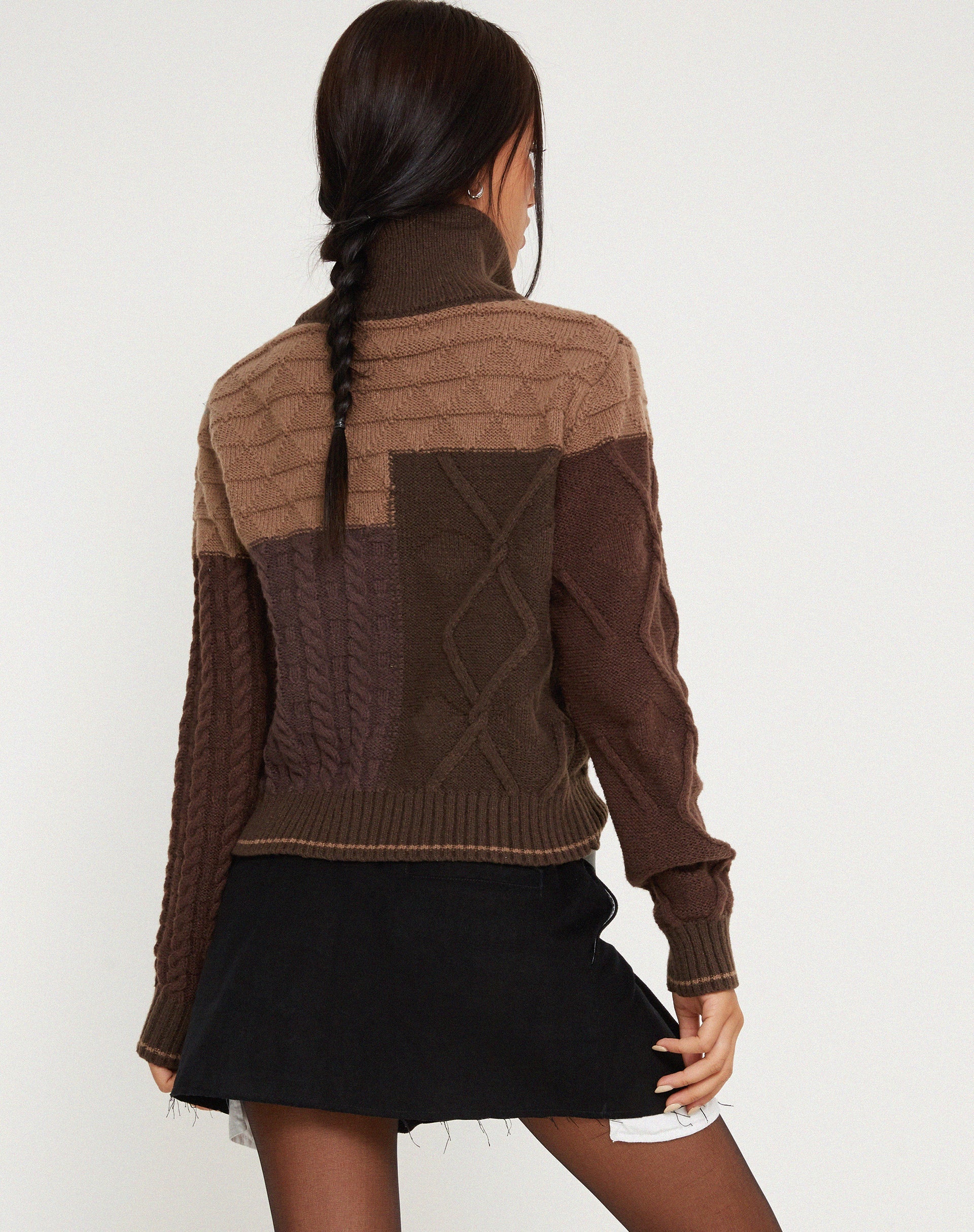 immagine della giacca in maglia Arelius in marrone tonale
