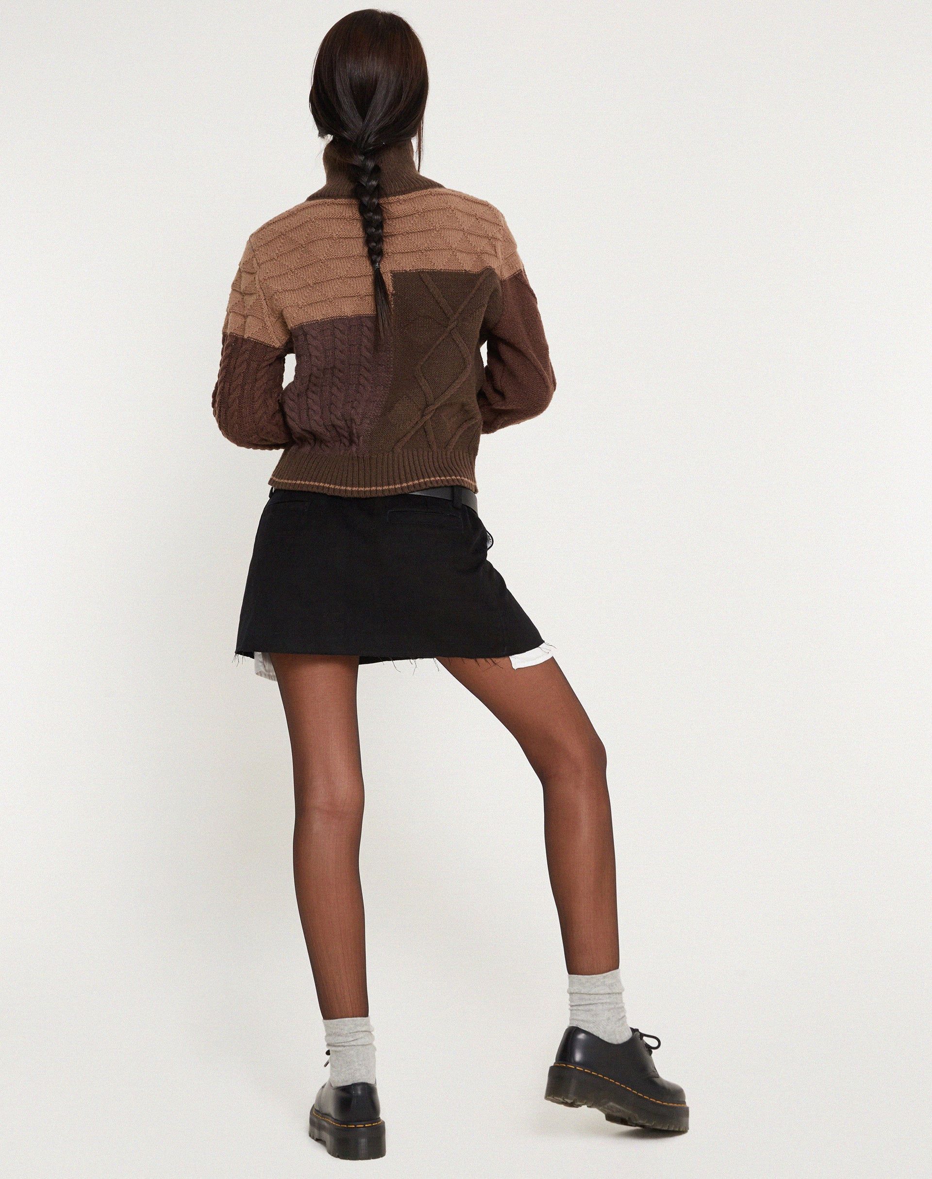 immagine della giacca in maglia Arelius in marrone tonale