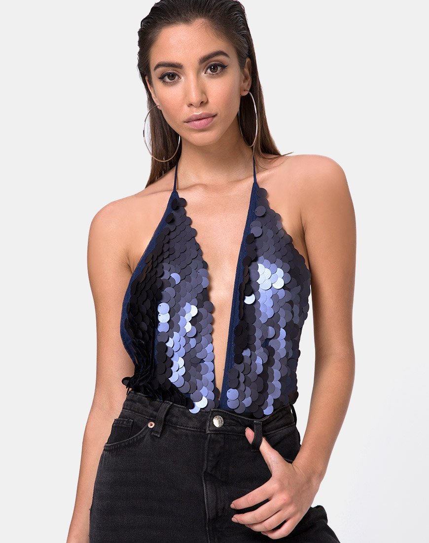 Corpetto Ariel in Fishcale Dis Sequin Midnight