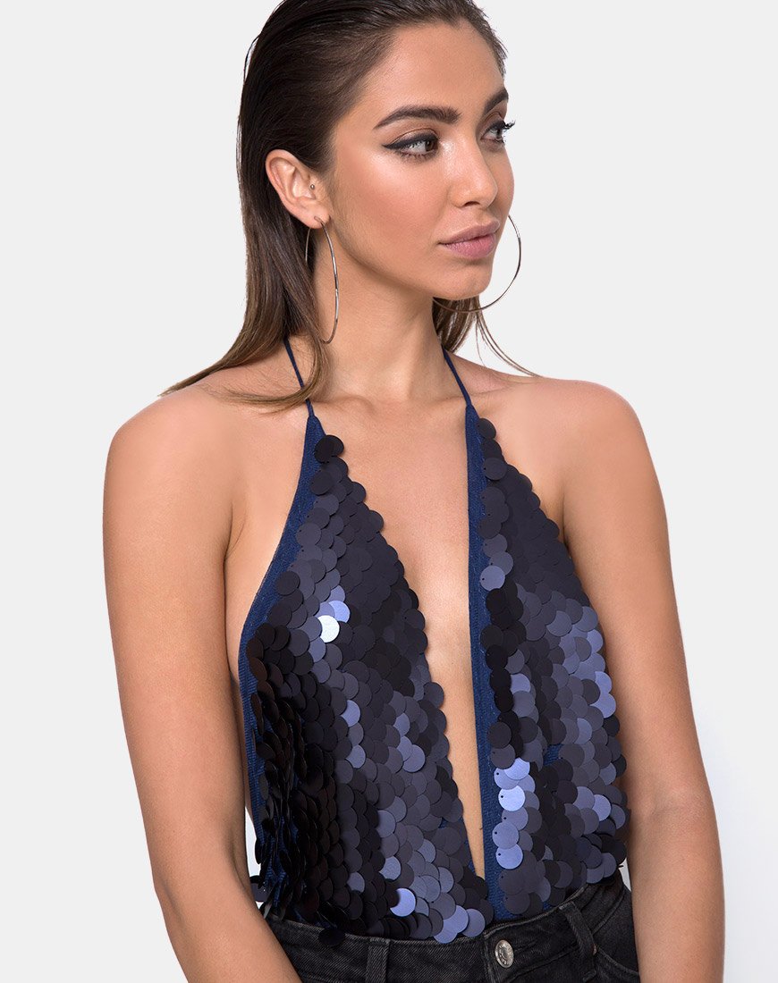 Corpetto Ariel in Fishcale Dis Sequin Midnight