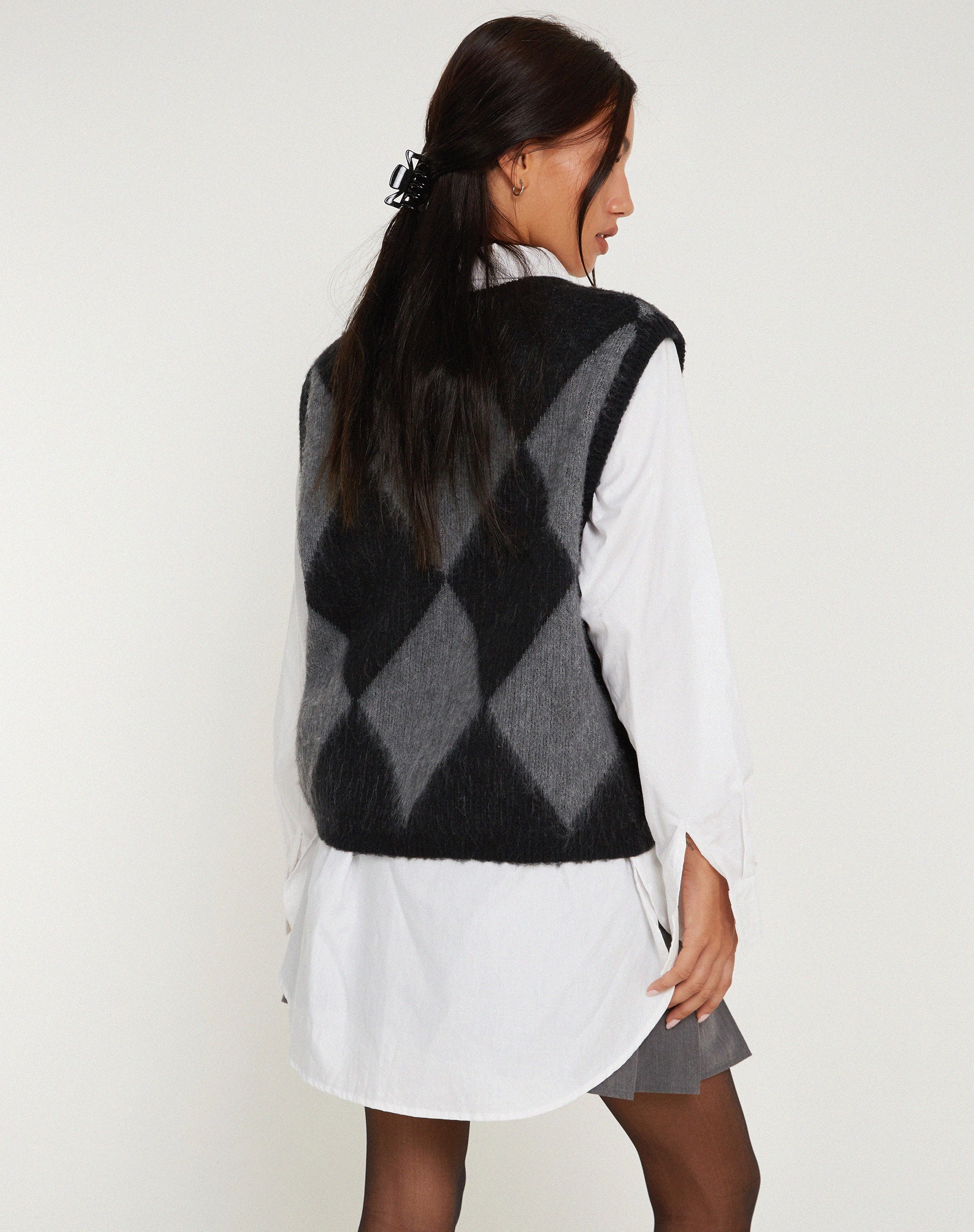 immagine di Arisa Sweater Vest in grigio e nero arlecchino