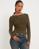 immagine di Armina Mesh Long Sleeve Top in Green Leaf
