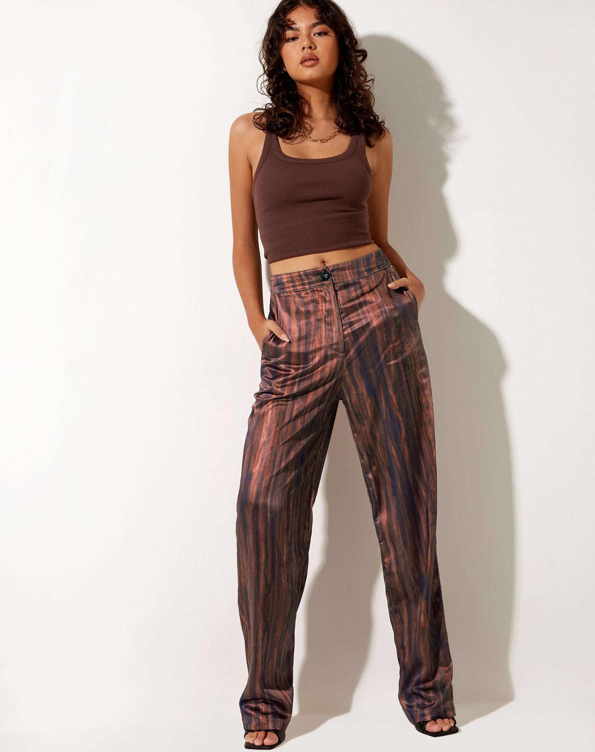 Immagine di Arsala Pantaloni in Raso Marmo Cacao